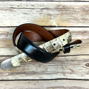 Lucchese Classics Mens Black and Taupe Genuine Alligator Belt Size 32 No Buckle